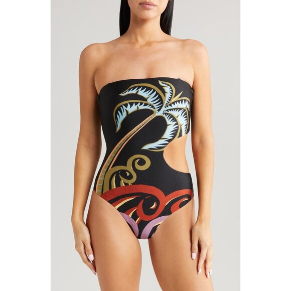 🆕 FARM RIO Pineapple Wave CutOut One Piece Swimsuit Large 12-14 - Picture 2 of 11